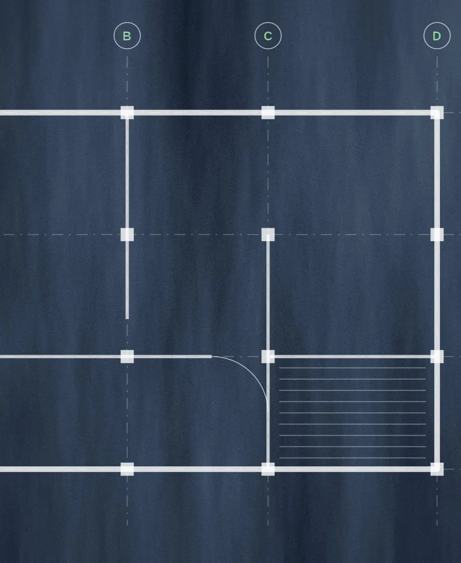 Illustration : plan technique d’un bâtiment avec trame structurelle